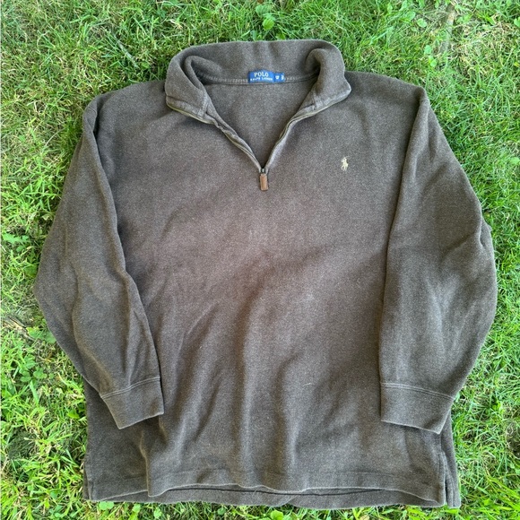 Ralph Lauren Taupe Quarter-Zip Sweater - Picture 1 of 2
